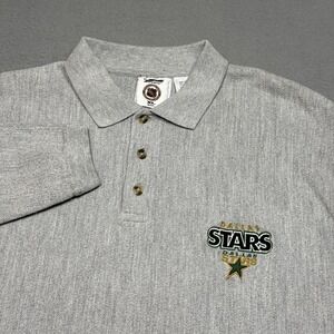 Pro Edge NHL Dallas Stars Fleece Long Sleeve Polo Shirt Mens XL VTG 90s